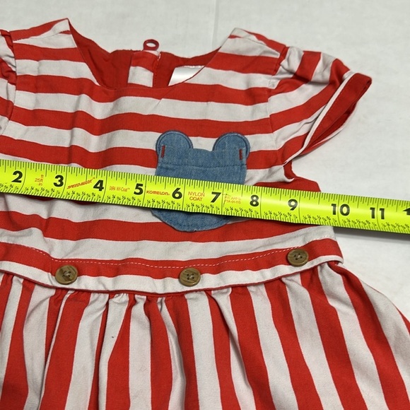 Disney Baby Minnie Mouse Red White Stripe Dress Baby Size 12/18 Months - Picture 8 of 10